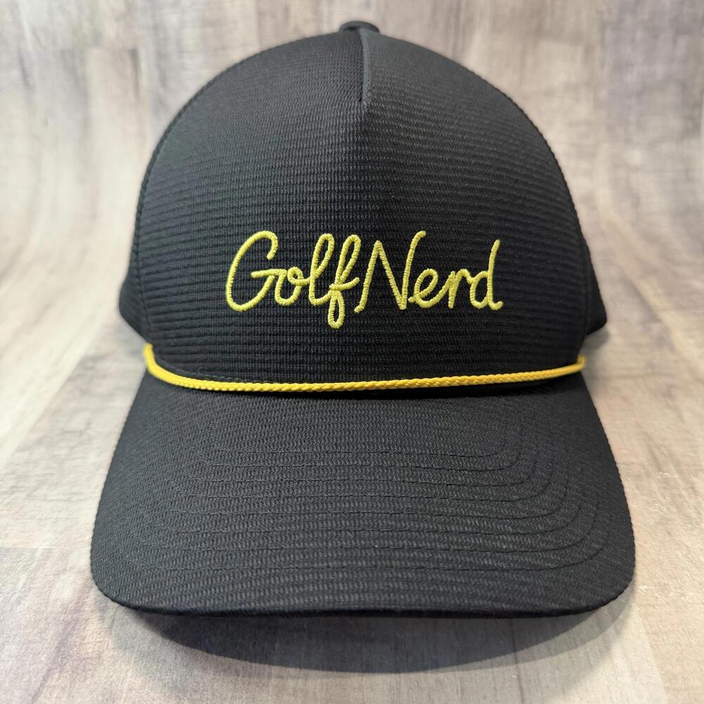 Cuater Golf Nerd Black/Gold Hat Snapback 110 FlexFit Embroidered Rope Cap
